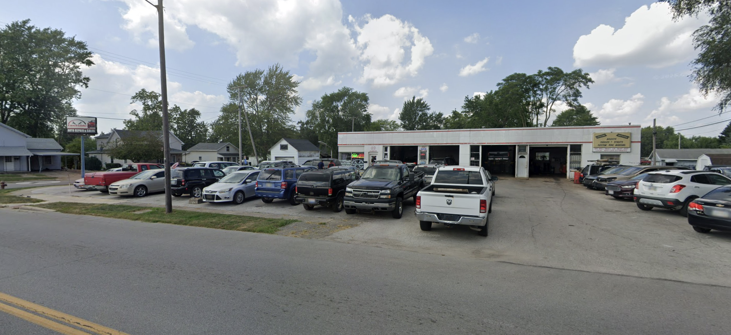 Eastside Auto Repair and Sales shop building and vehicle lot on Lincoln Highway, Van Wert, OH